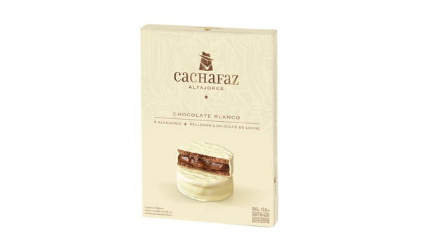Alfajor Cachafaz Blanco con Dulce de Leche, 360 g (Caja x 6) [Sandwich Cookies]