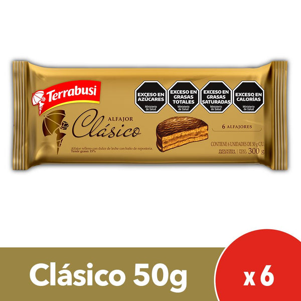Alfajores Terrabusi Clásicos, 250 g (6 unidades) [Sandwich Cookies]