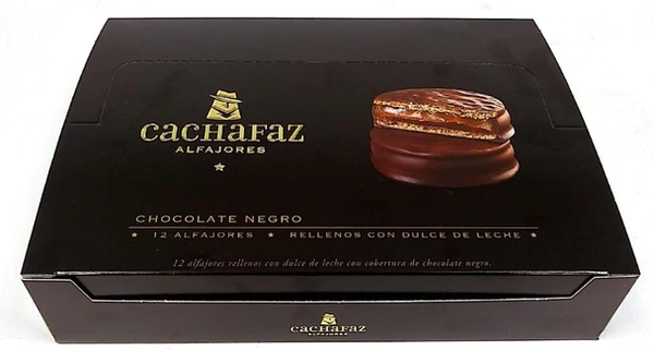 Alfajor Cachafaz Chocolate Negro con Dulce de Leche, 720 g (Caja x 12) [Sandwich Cookies]