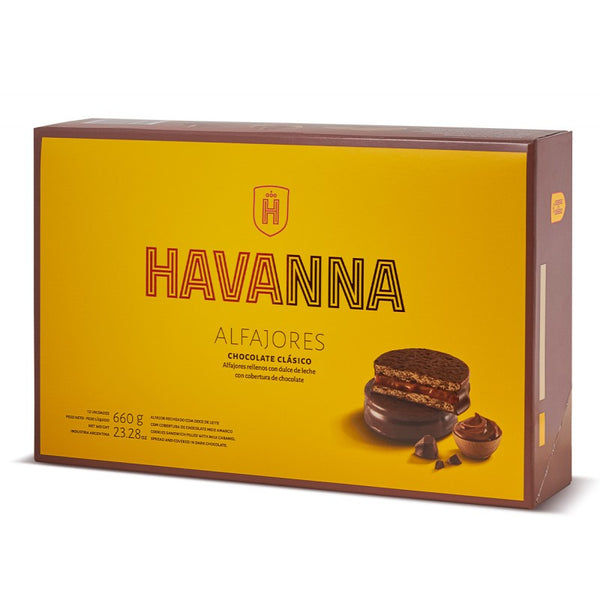 Alfajor Havanna Chocolate dulce de leche, 660 g (Caja x 12) [Sandwich Cookies]