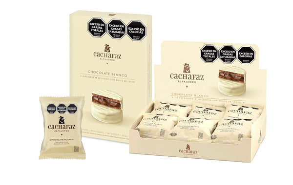 Alfajor Cachafaz Chocolate Blanco con Dulce de leche, 720 g (Caja x 12) [Sandwich Cookies]